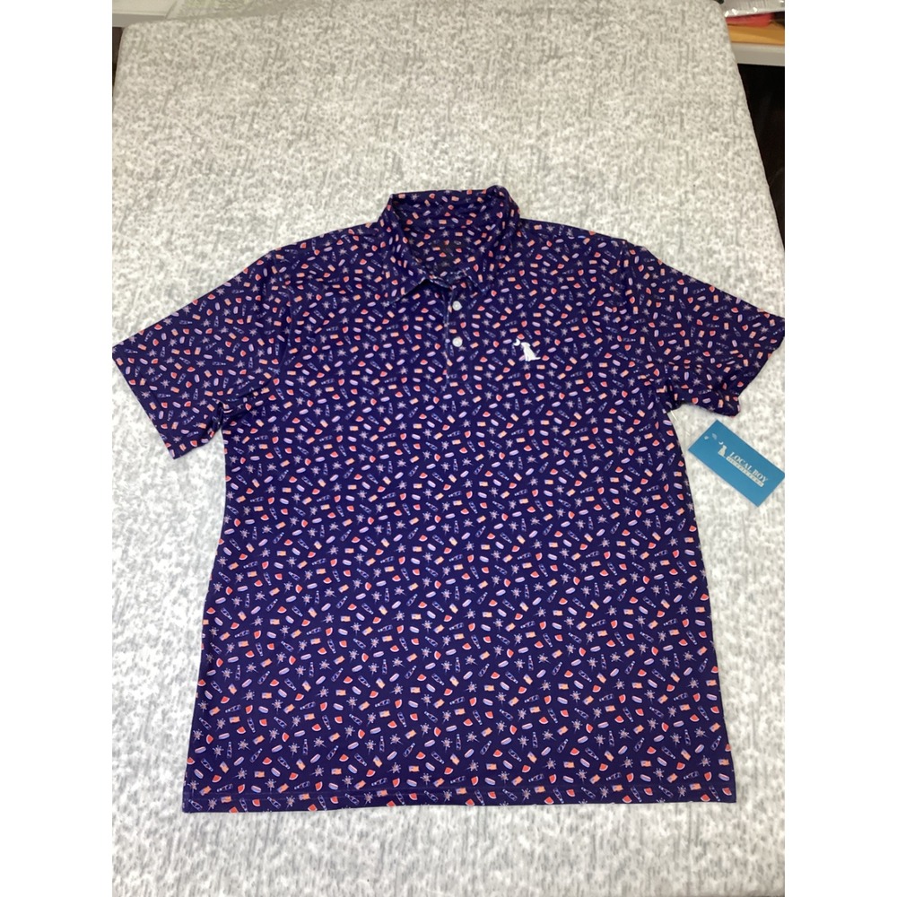 Local Boy Outfitters Mens Dirty Myrtle Polo Land of the Free Navy Blue M